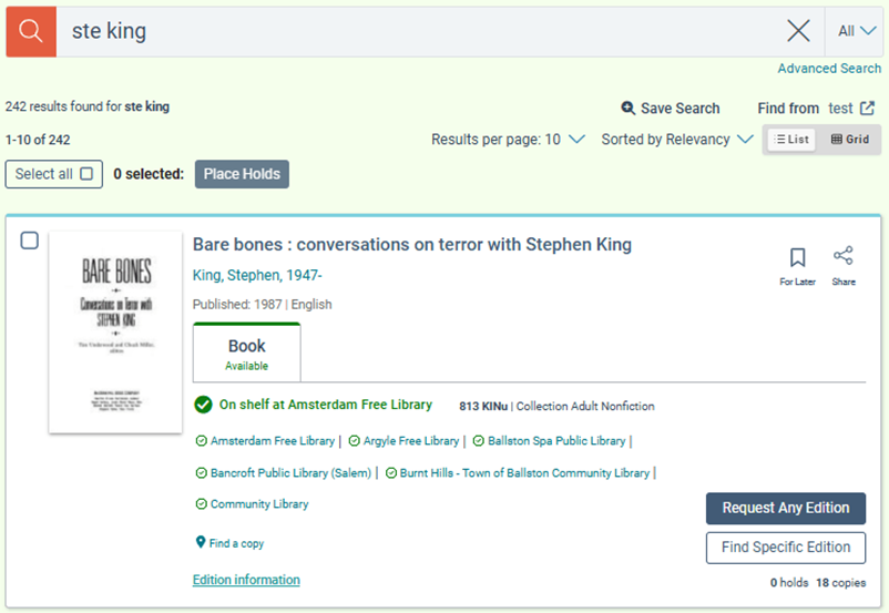 Partial author search entry